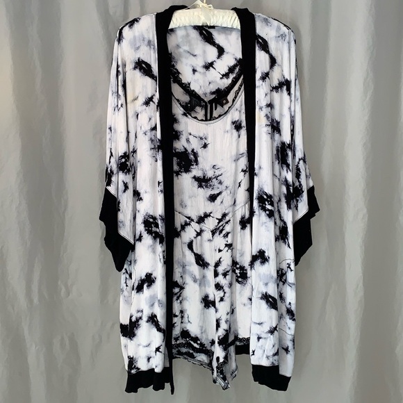 L / XL KENSIE MARBLE Lounge Short Robe House Coat